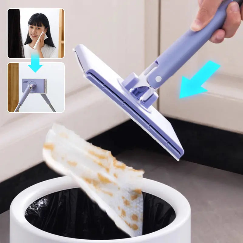 Hands-Free Cleaning Mop – No Bending Floor Cleaner & Wet Wipe Compatible