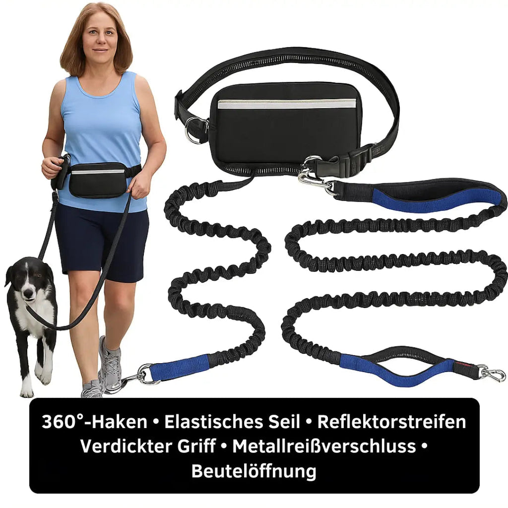 Hands-Free Dog Walking Leash – Bag Dispenser Included, Waist Clip & Durable