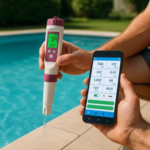 Digital pool tester - pH and chlorine measuring device for easy water analysis