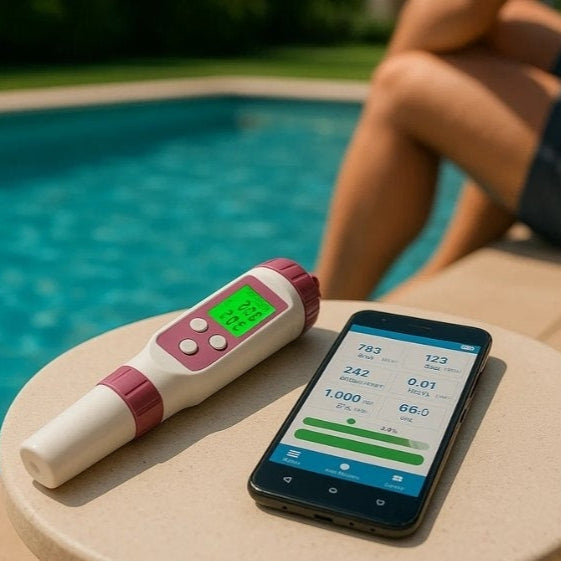 Digital pool tester - pH and chlorine measuring device for easy water analysis