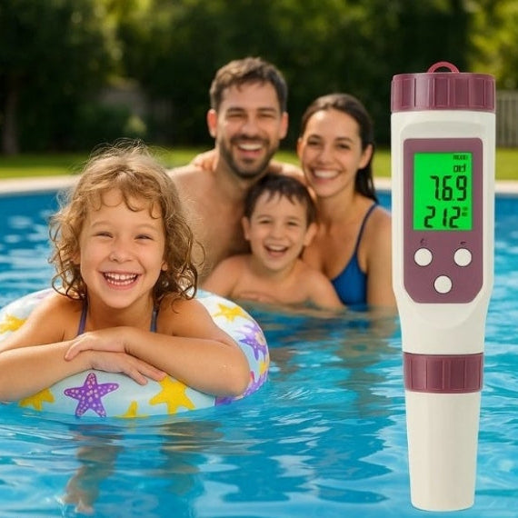 Digital pool tester - pH and chlorine measuring device for easy water analysis