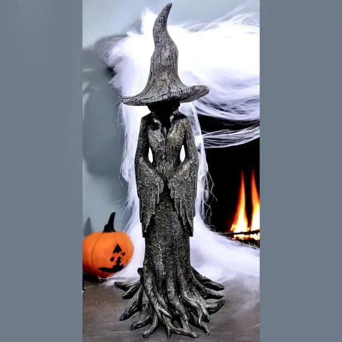 Earth-Tone Witch Garden Figurine