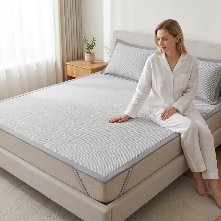 Cooling Mattress Pad Set – Ice Silk Fiber, 5 Sizes & Machine Washable
