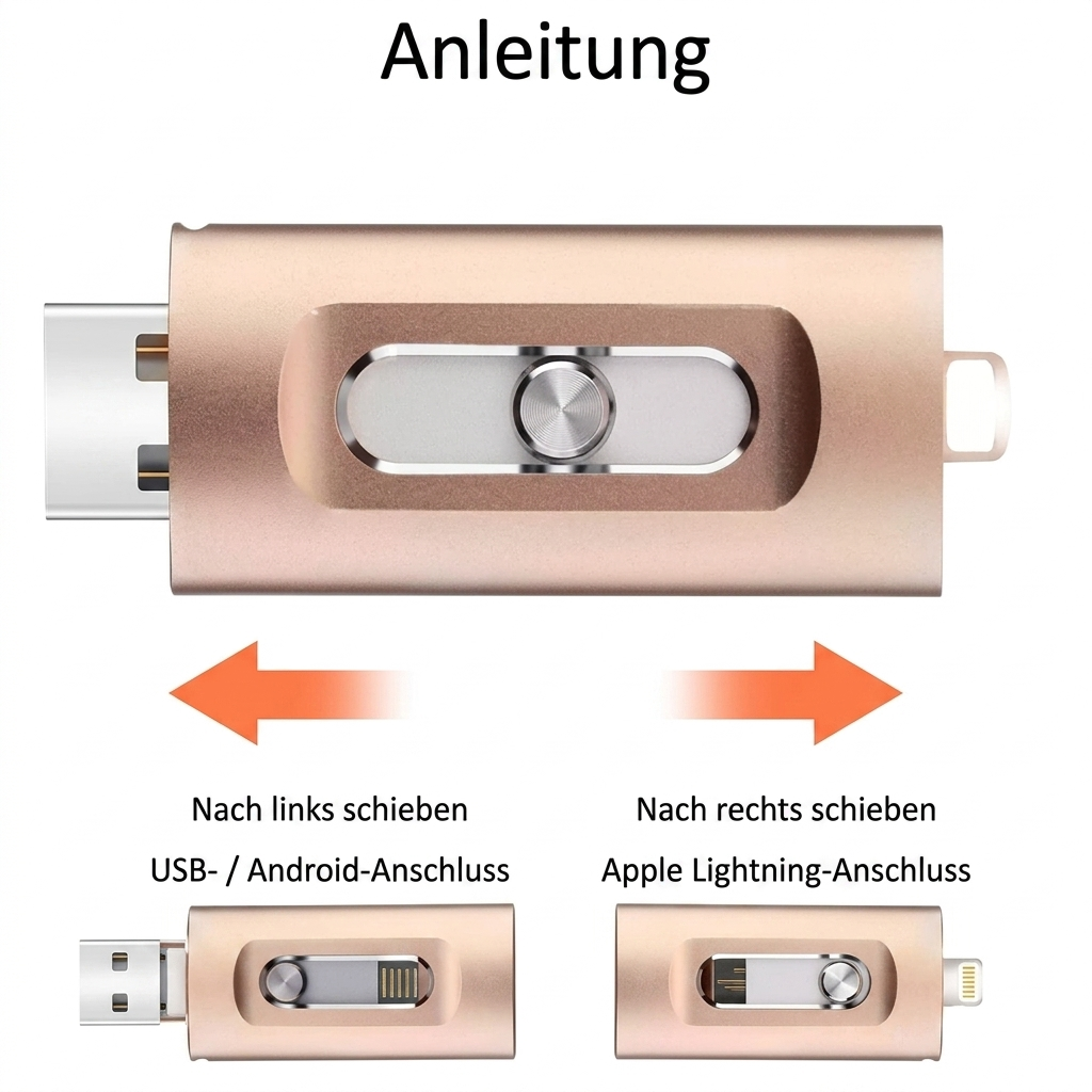 3-in-1 USB Flash Drive – Compatible with iPhone Android & PC Storage