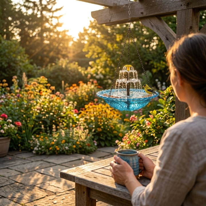Solar Bird Bath Fountain – Two-Tier Garden Water Feature & No Power Needed