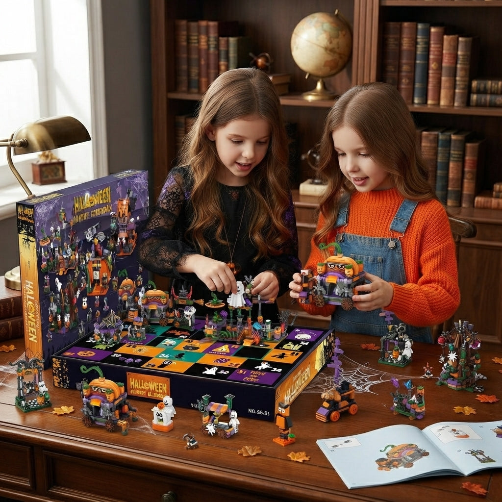 Halloween advent calendar with 31 mini building block sets