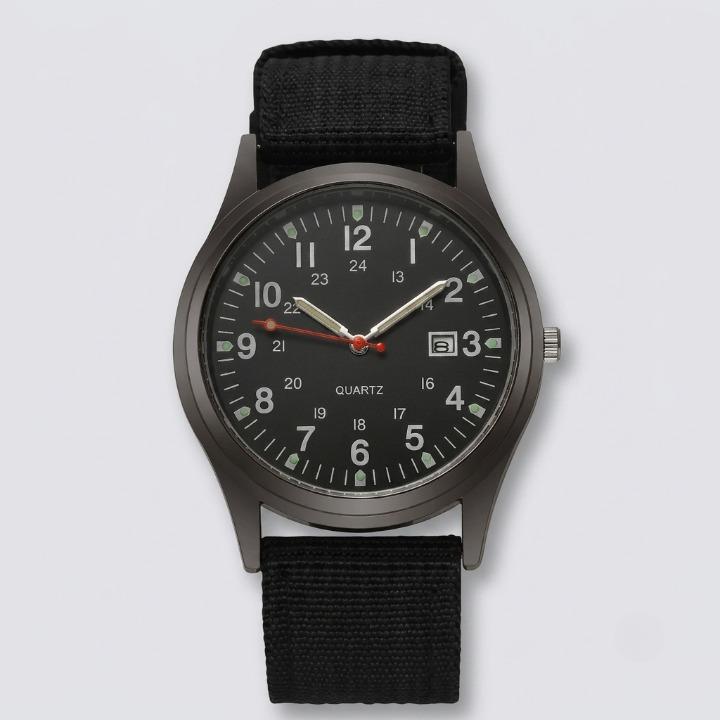 Military Watch with Nylon Strap – Water-Resistant, Shock-Proof & Luminous Hands