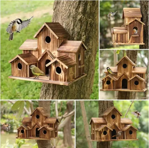 Hanging Wooden Birdhouse – Spacious Weatherproof & Garden Bird Sanctuary