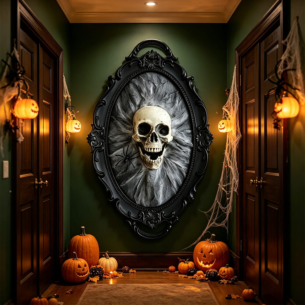 Gothic Skull and Spider Wall Hanging