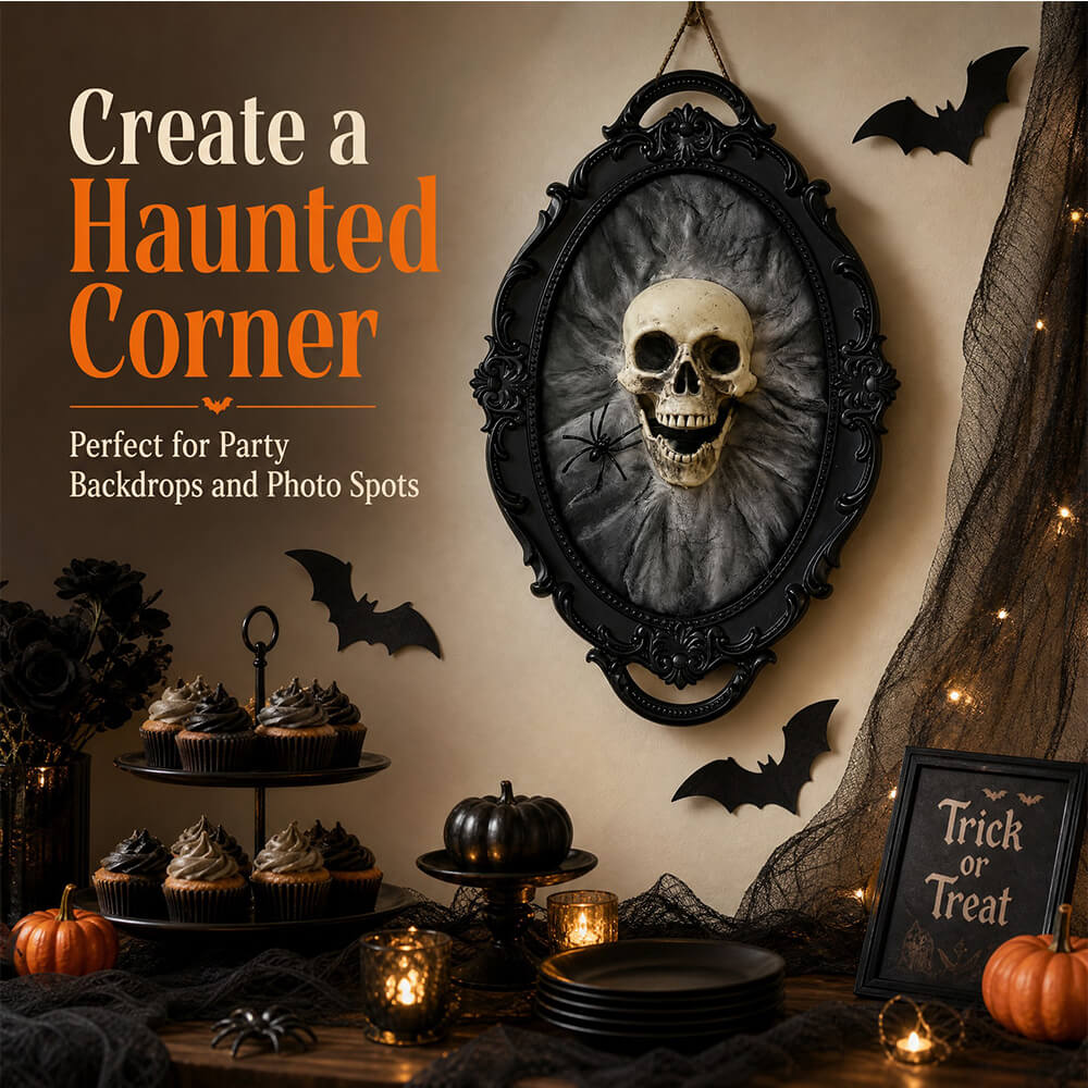 Gothic Skull and Spider Wall Hanging