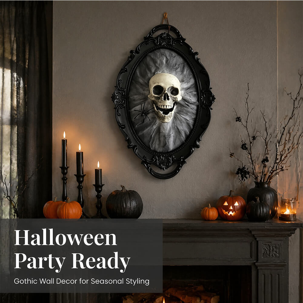 Gothic Skull and Spider Wall Hanging