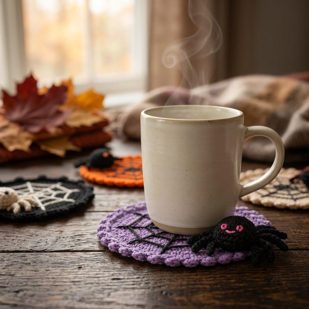 Crochet Spider Web Coaster Set