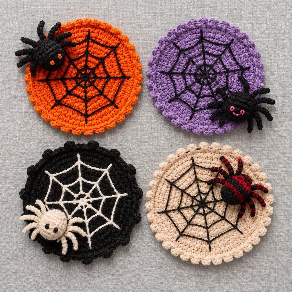 Crochet Spider Web Coaster Set