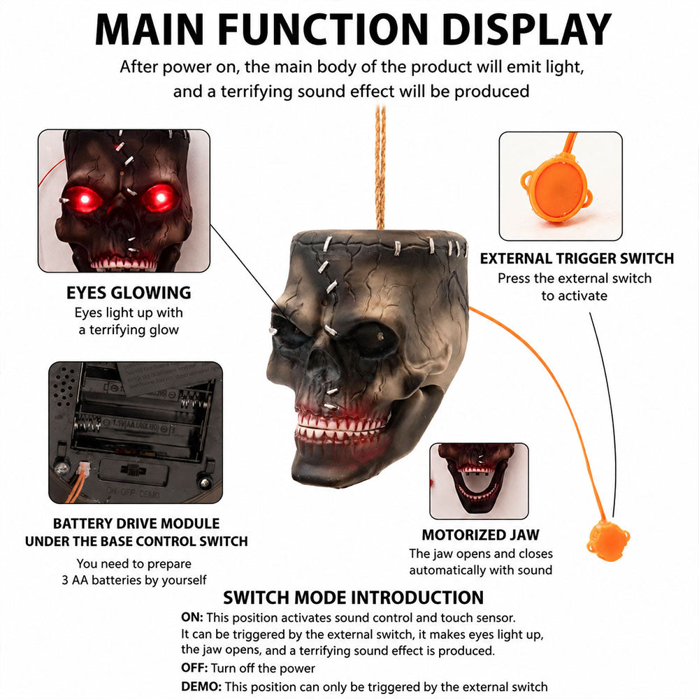 Sound-Activated Animated Hanging Skull