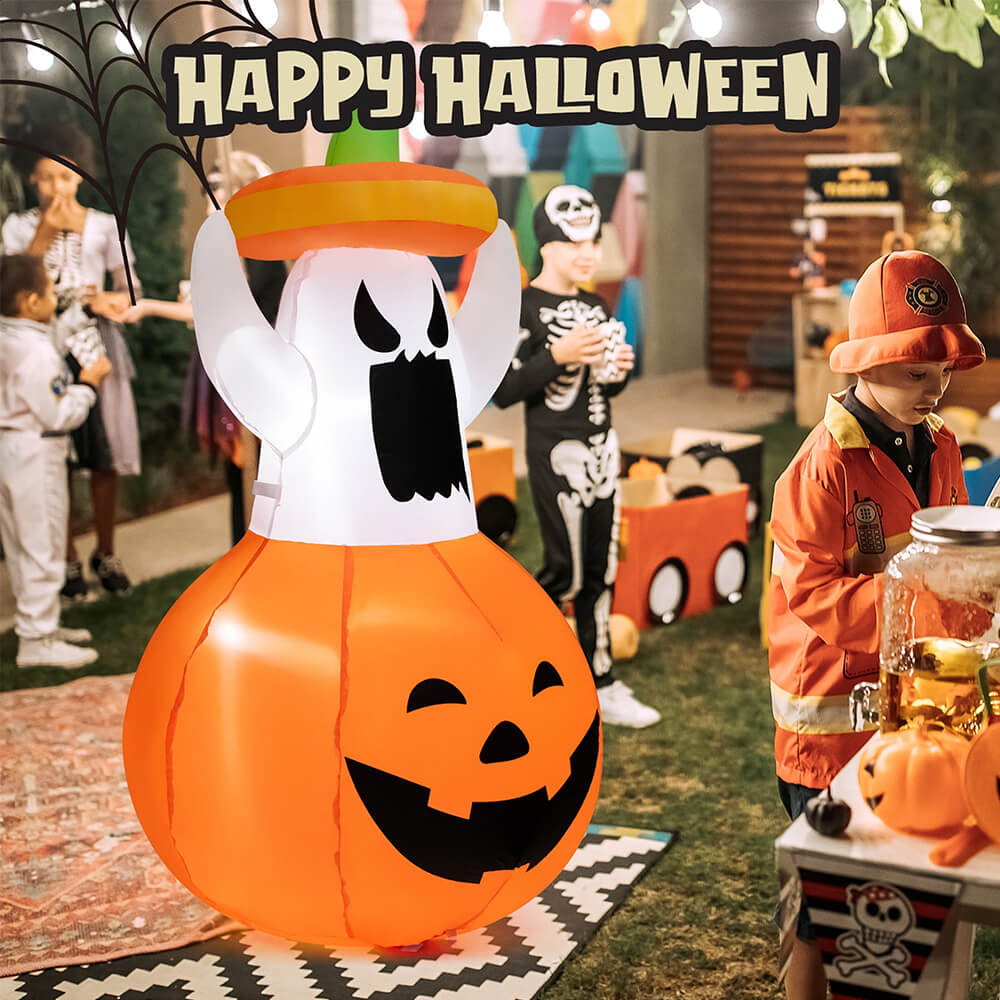 Animated LED Ghost and Pumpkin Inflatable