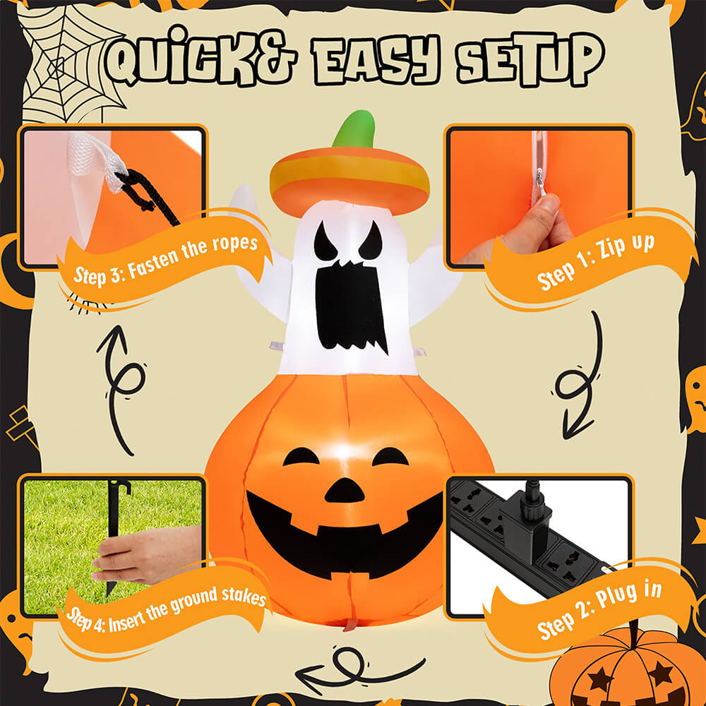 Animated LED Ghost and Pumpkin Inflatable