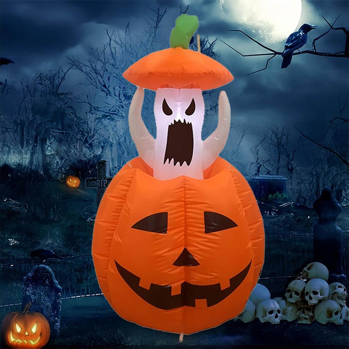 Animated LED Ghost and Pumpkin Inflatable