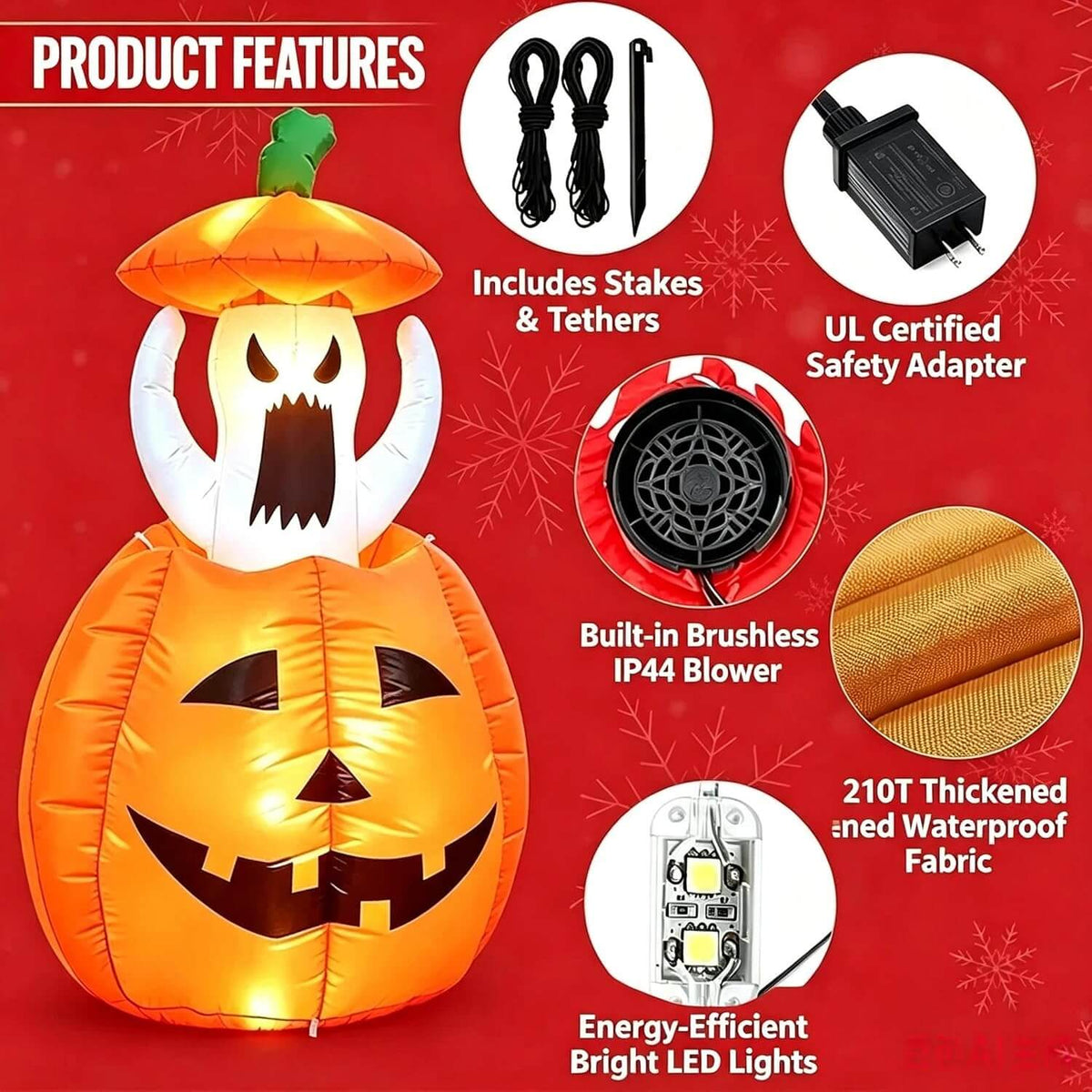 Animated LED Ghost and Pumpkin Inflatable