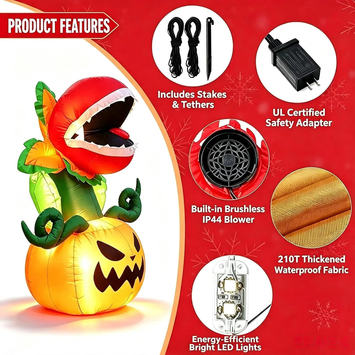 Lighted Carnivorous Plant and Pumpkin Inflatable