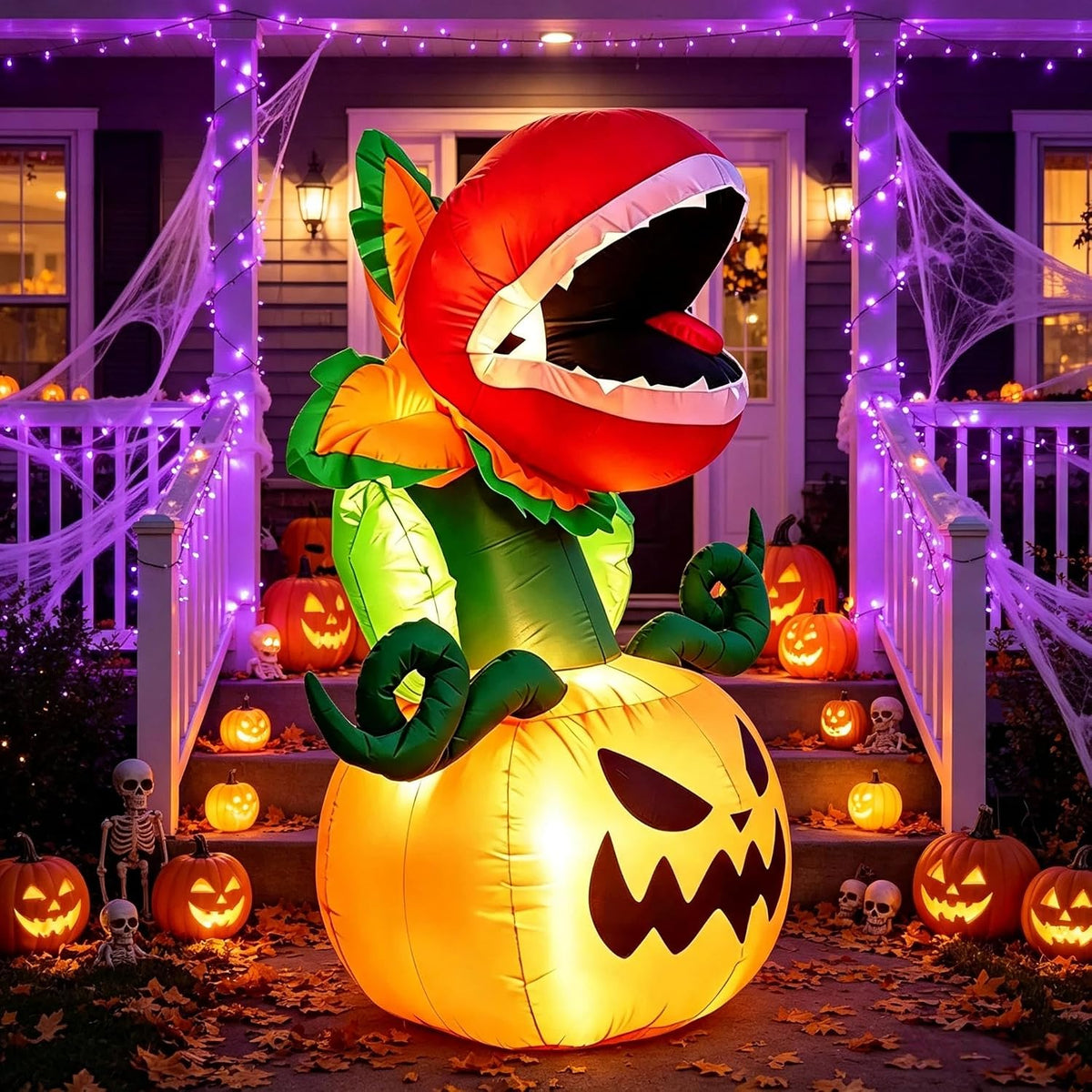 Lighted Carnivorous Plant and Pumpkin Inflatable