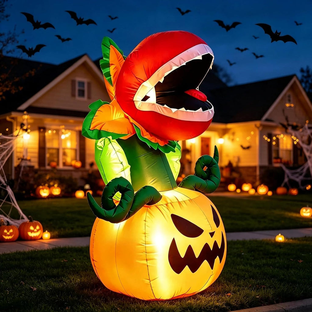 Lighted Carnivorous Plant and Pumpkin Inflatable