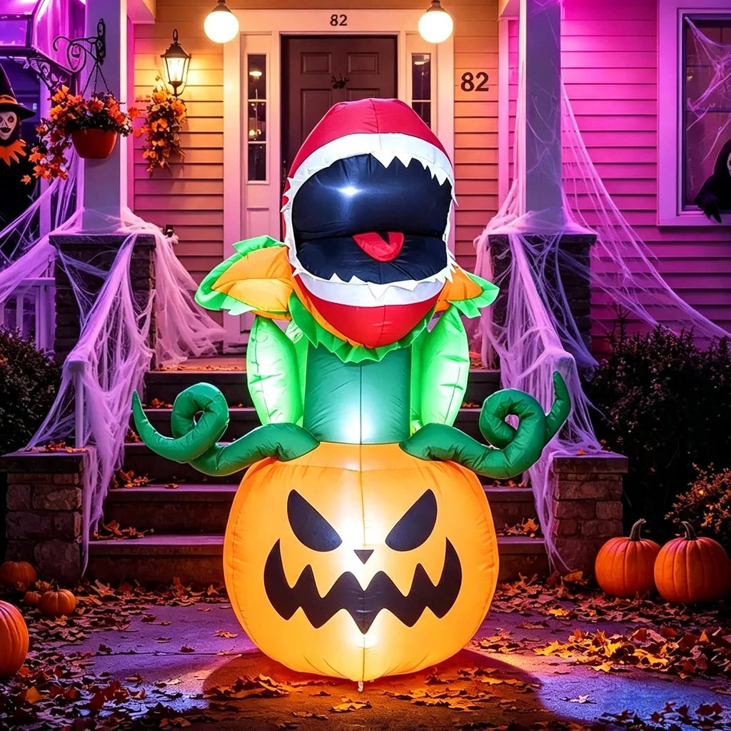 Lighted Carnivorous Plant and Pumpkin Inflatable