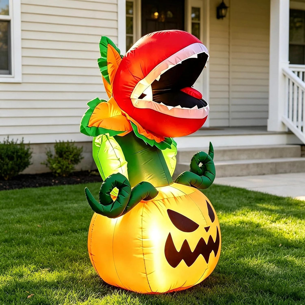 Lighted Carnivorous Plant and Pumpkin Inflatable