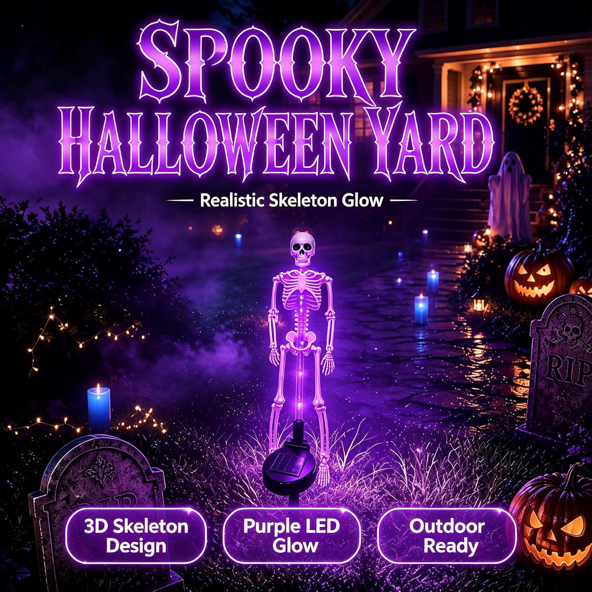 2-Piece Solar Skeleton Yard Stake Light Set