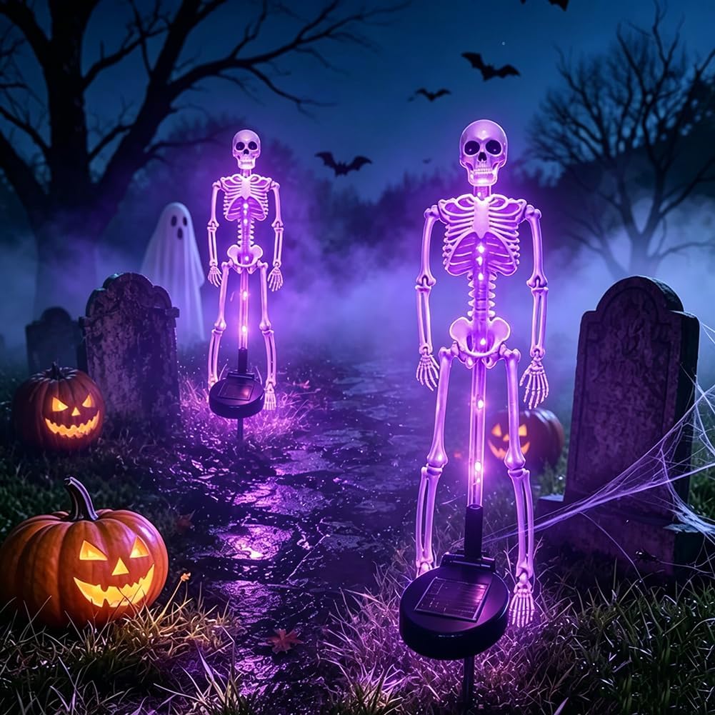 2-Piece Solar Skeleton Yard Stake Light Set