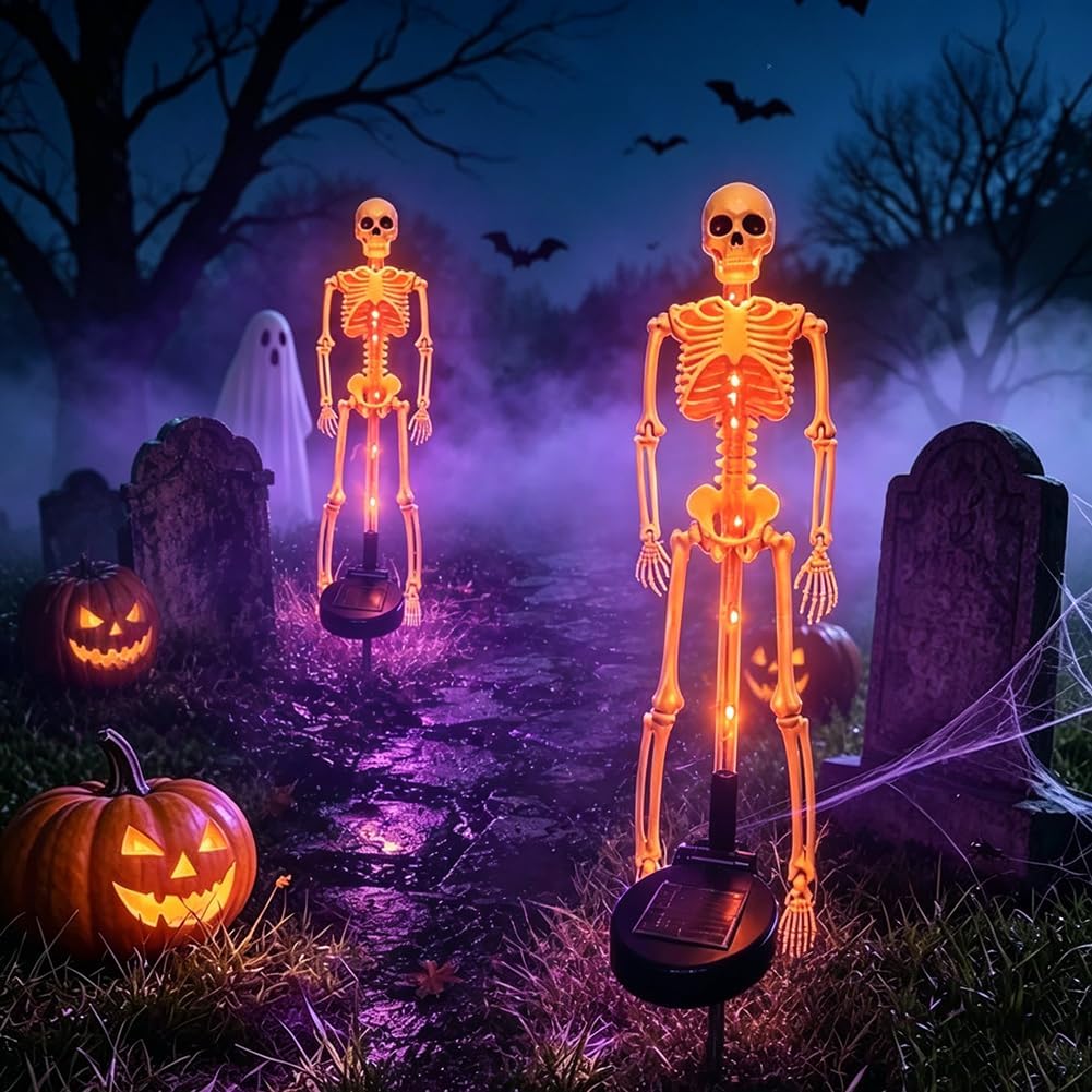 2-Piece Solar Skeleton Yard Stake Light Set