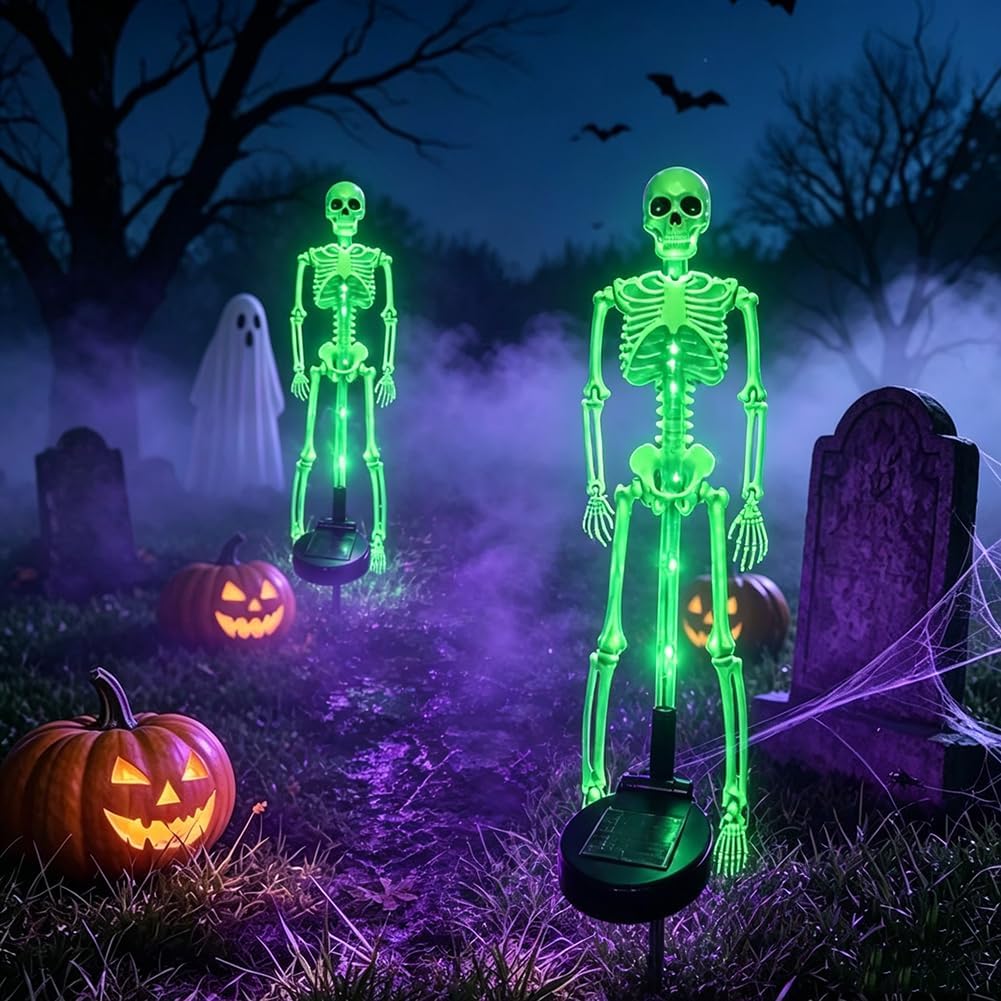 2-Piece Solar Skeleton Yard Stake Light Set