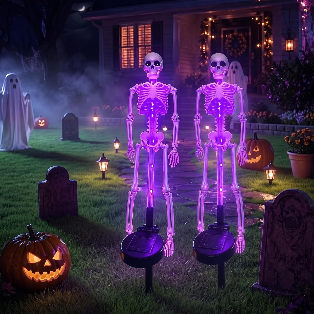 2-Piece Solar Skeleton Yard Stake Light Set