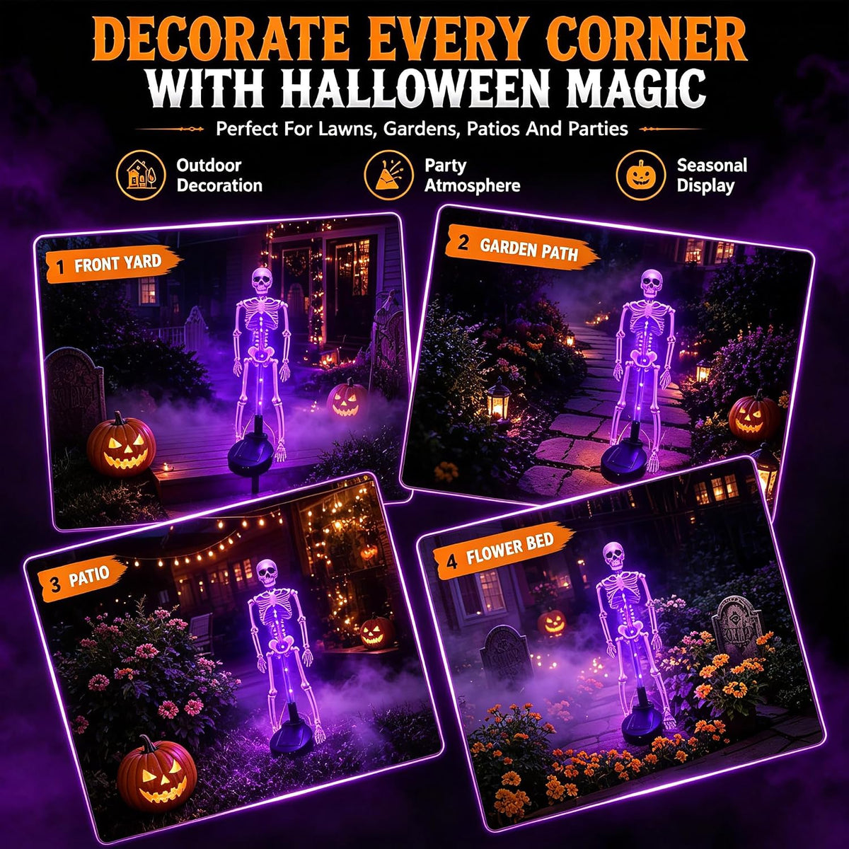 2-Piece Solar Skeleton Yard Stake Light Set
