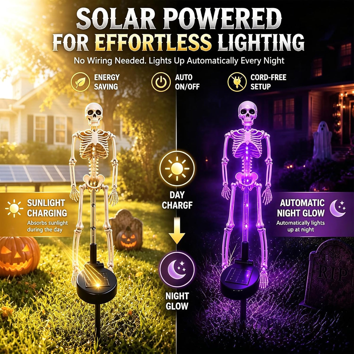 2-Piece Solar Skeleton Yard Stake Light Set