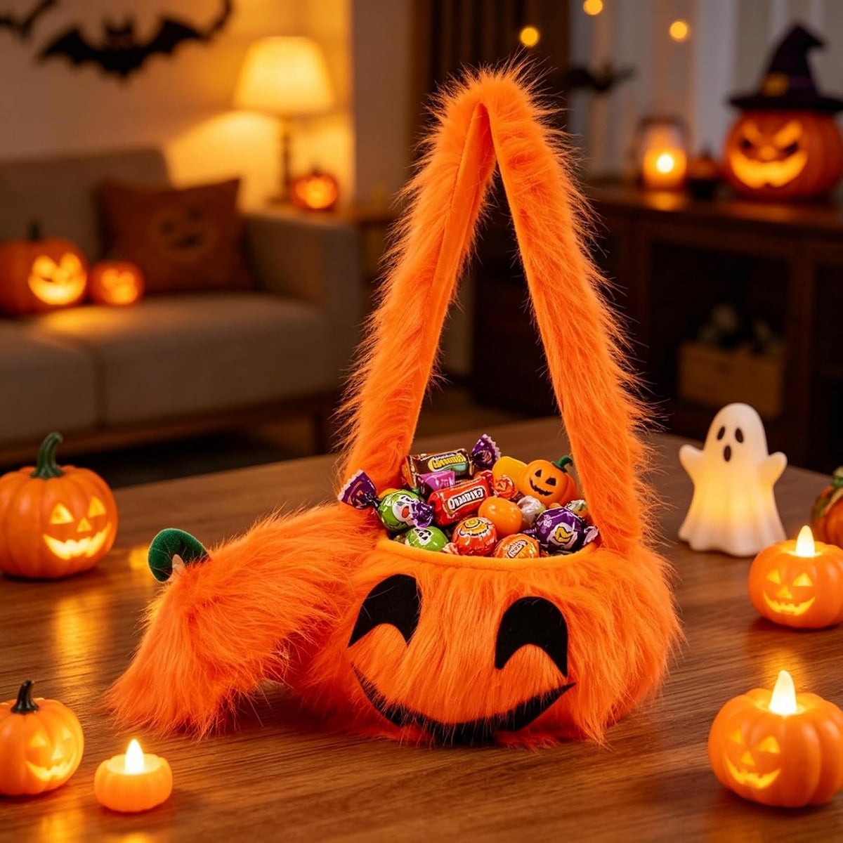 Plush Pumpkin Trick-or-Treat Bag