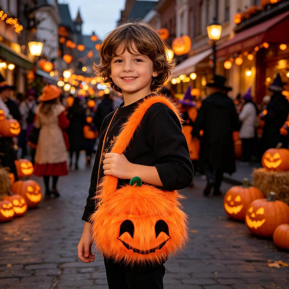 Plush Pumpkin Trick-or-Treat Bag