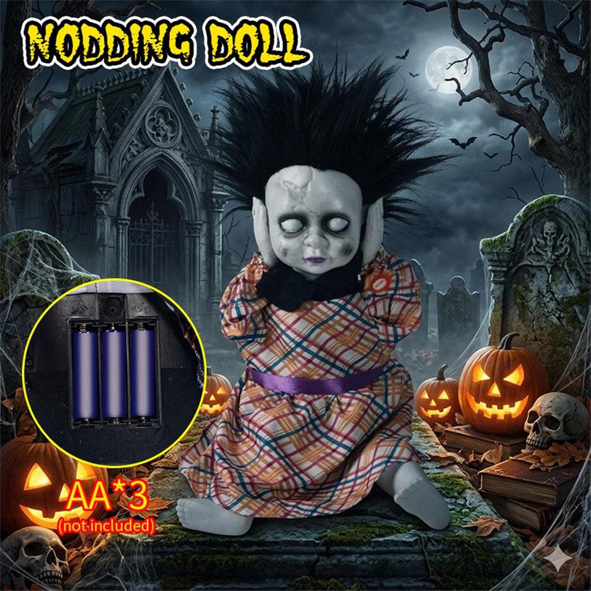Animated Head-Lifting Horror Doll