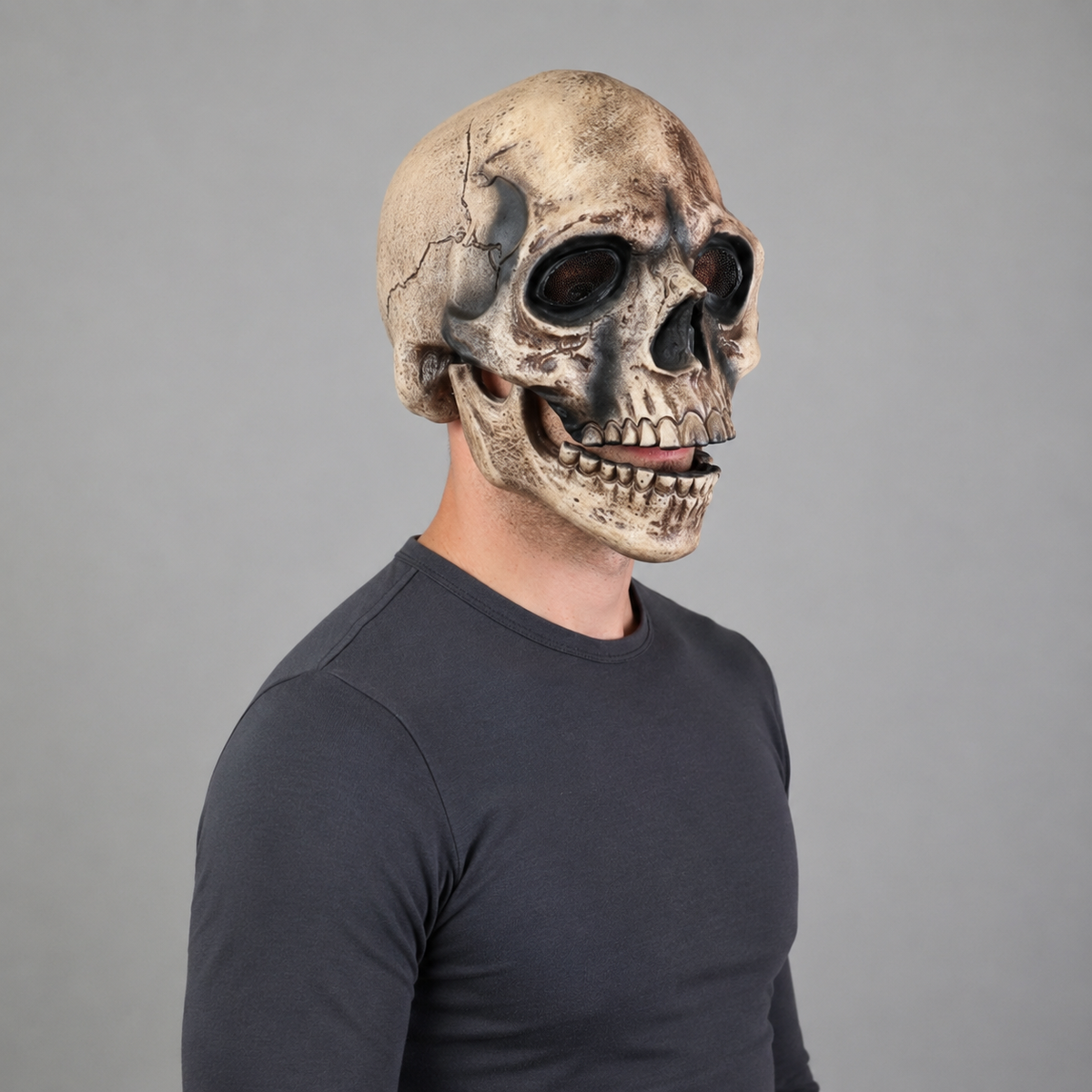 Skull Mask with Moving Jaw - Halloween Cosplay Accessory
