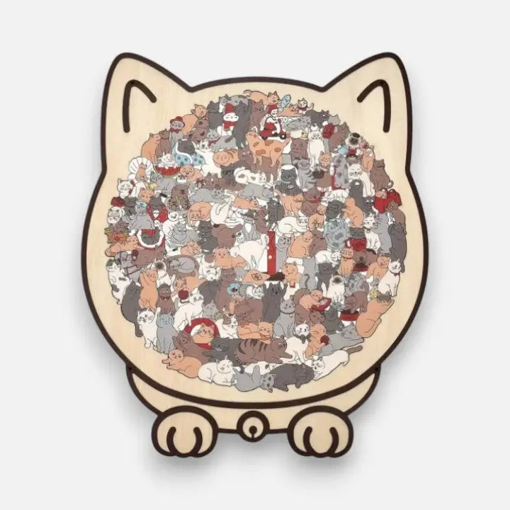 Wooden Cat Puzzle – 3D Shape Sorter, Educational & Gift for Kids
