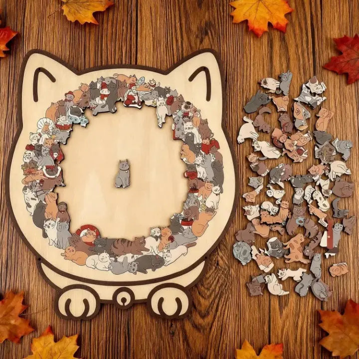 Wooden Cat Puzzle – 3D Shape Sorter, Educational & Gift for Kids