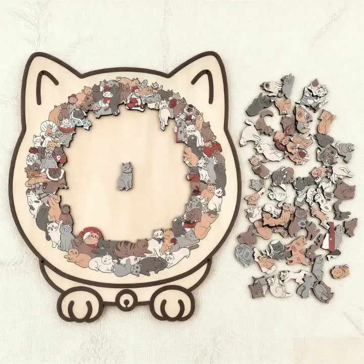 Wooden Cat Puzzle – 3D Shape Sorter, Educational & Gift for Kids