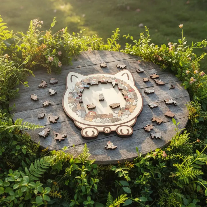 Wooden Cat Puzzle – 3D Shape Sorter, Educational & Gift for Kids