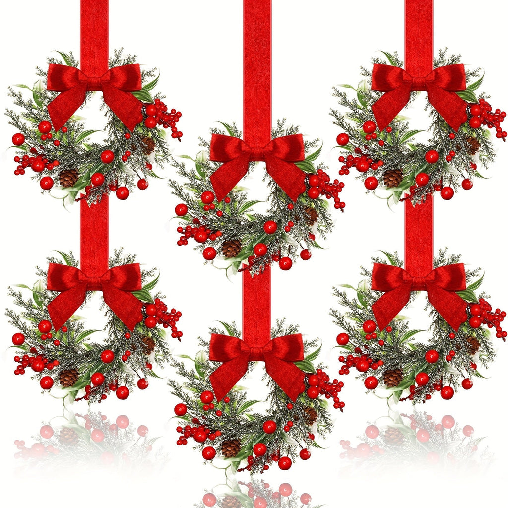 Christmas Wreath with Red Bow and Pinecones – Hanging Holiday Decor