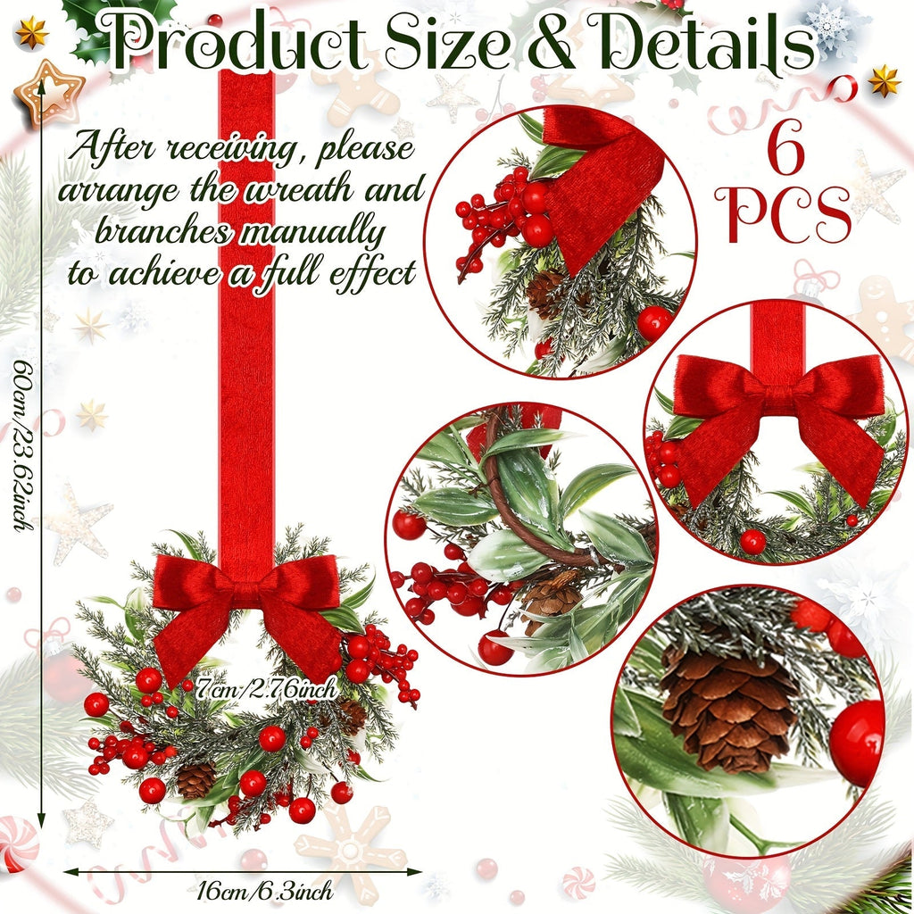 Christmas Wreath with Red Bow and Pinecones – Hanging Holiday Decor