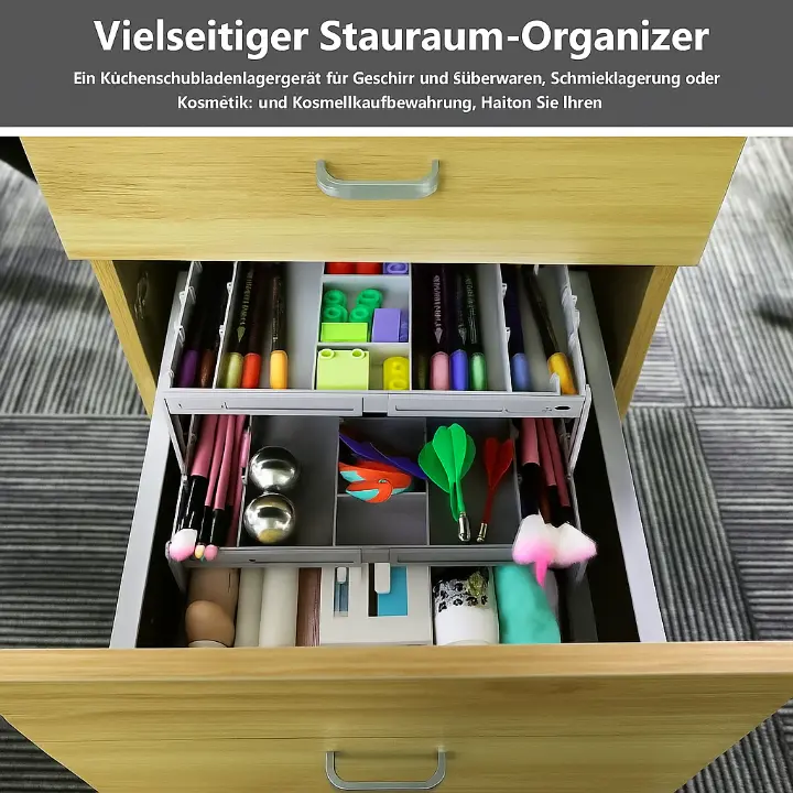 Expandable Drawer Organizer - 3-Tier Adjustable Space-Saving Tray for Kitchen