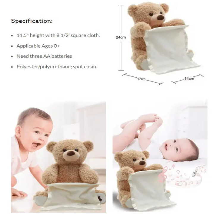 BuddyBear Peek-a-Boo Teddy Bear – Laughing Sound, Soft Plush & Baby Toy