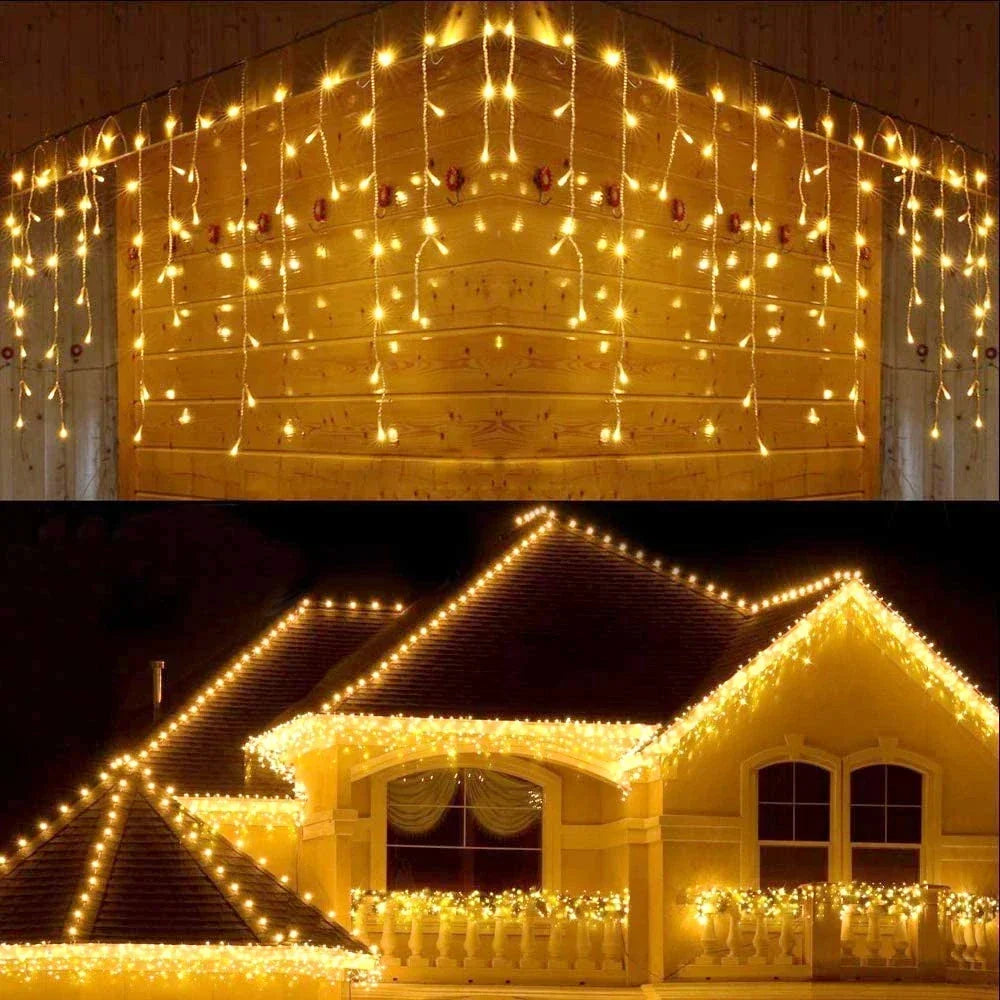 Outdoor LED Curtain String Lights Christmas and New Year