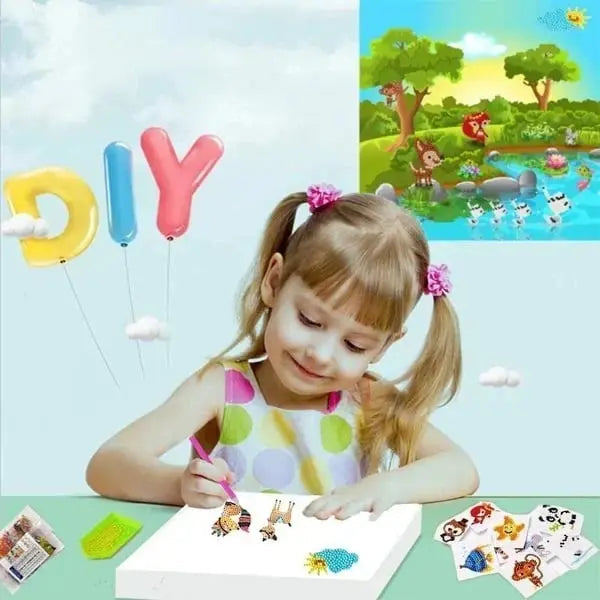 Kids Diamond Sticker Art Kit - Non-Toxic Glitter Gems Creative Craft Set