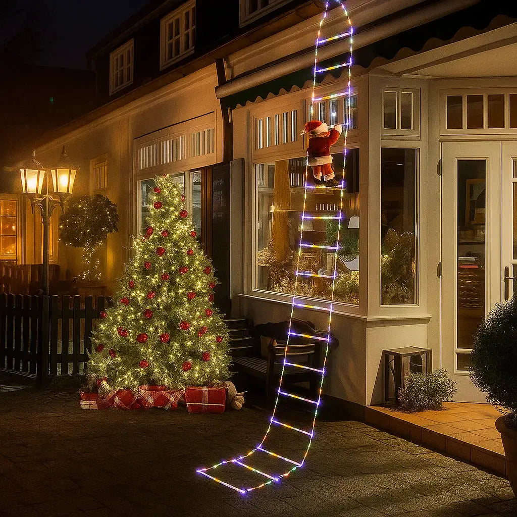 Climbing Santa with LED Ladder Outdoor Christmas Decoration