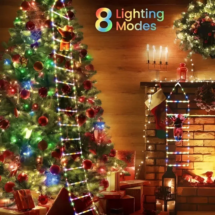 Climbing Santa with LED Ladder – Outdoor Christmas Balcony Decoration